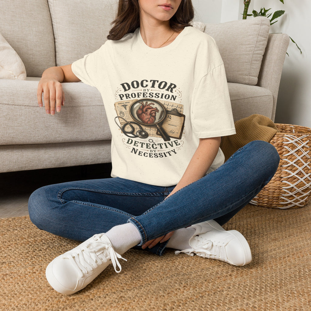 Vintage Detective-Inspired T-Shirt Featuring Anatomical Heart And Magnifying Glass- Graphic Tees