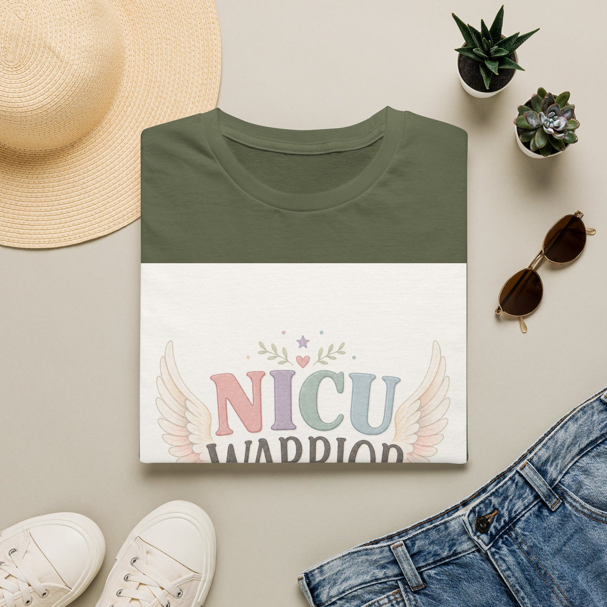 NICU Warrior Design With Baby Footprint And Angel Wings