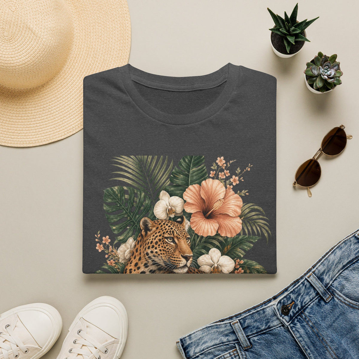 Leopard & Tropical Hibiscus T-Shirt