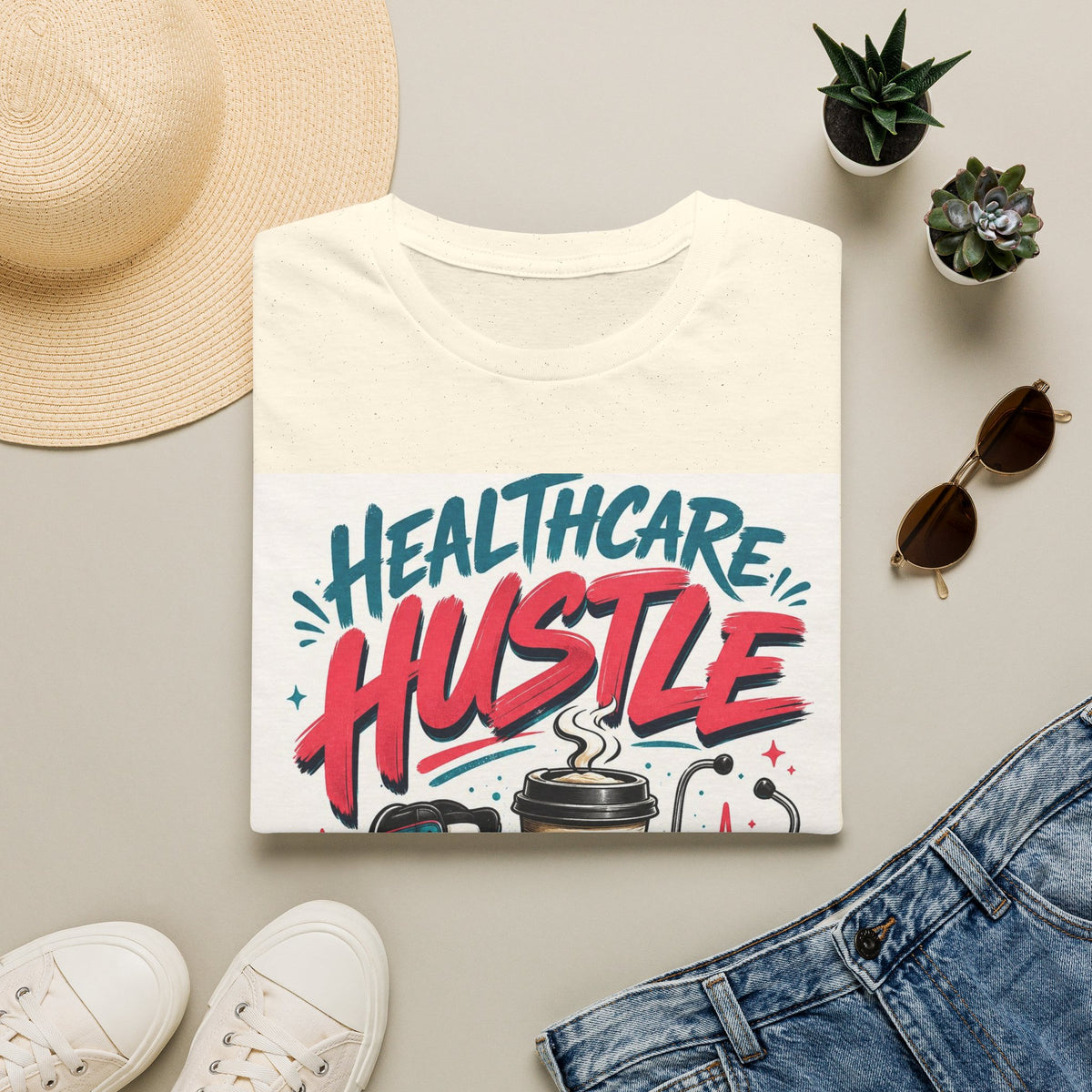 Dynamic T Shirt Design Featuring Healthcare Hustle Text