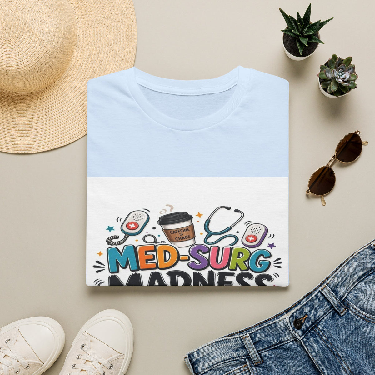 Vibrant T-Shirt Design Featuring MED-SURG MADNESS Phrase- Graphic Tees