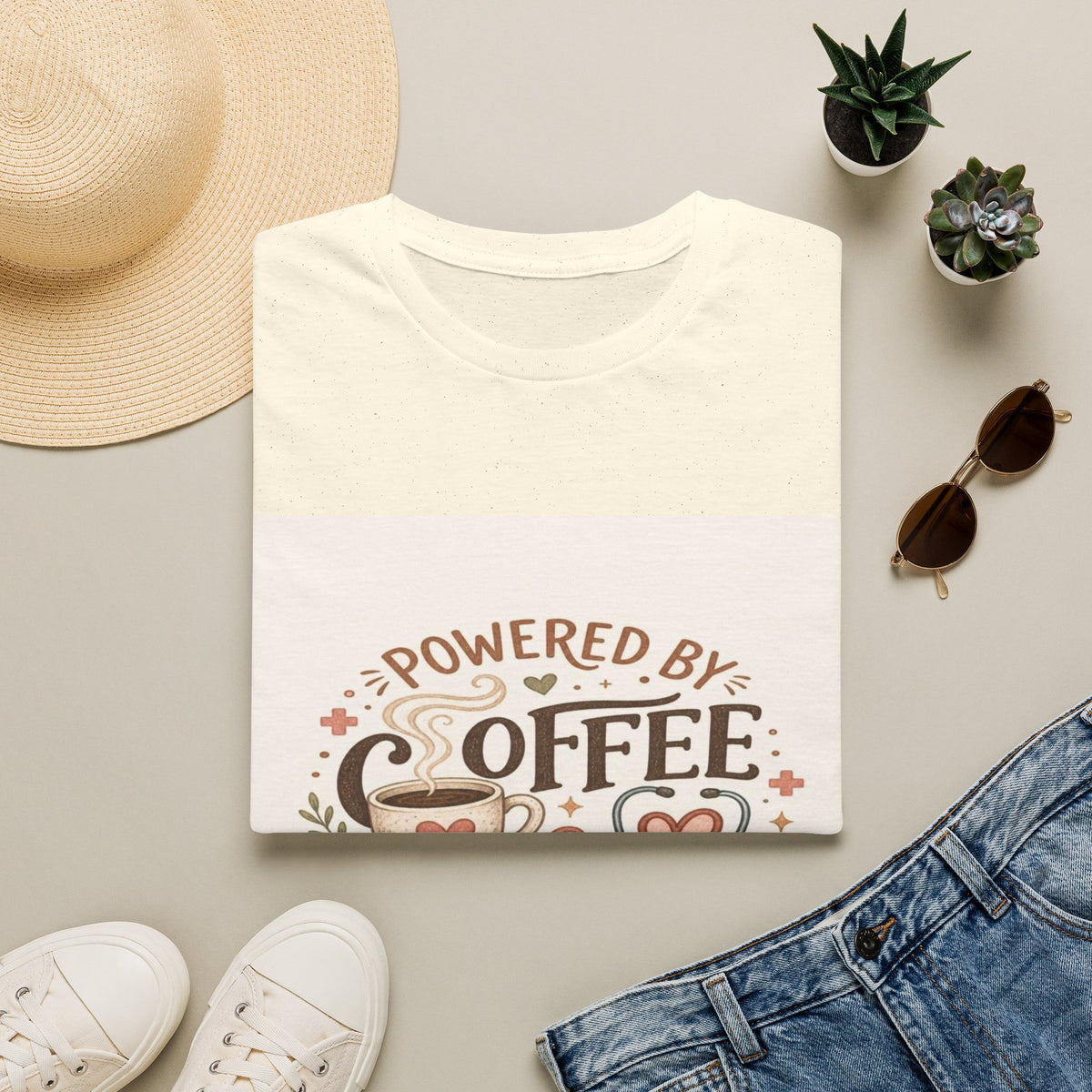 Cozy T-shirt Design Featuring Hand-Lettered Coffee and Compassion- Graphic Tees