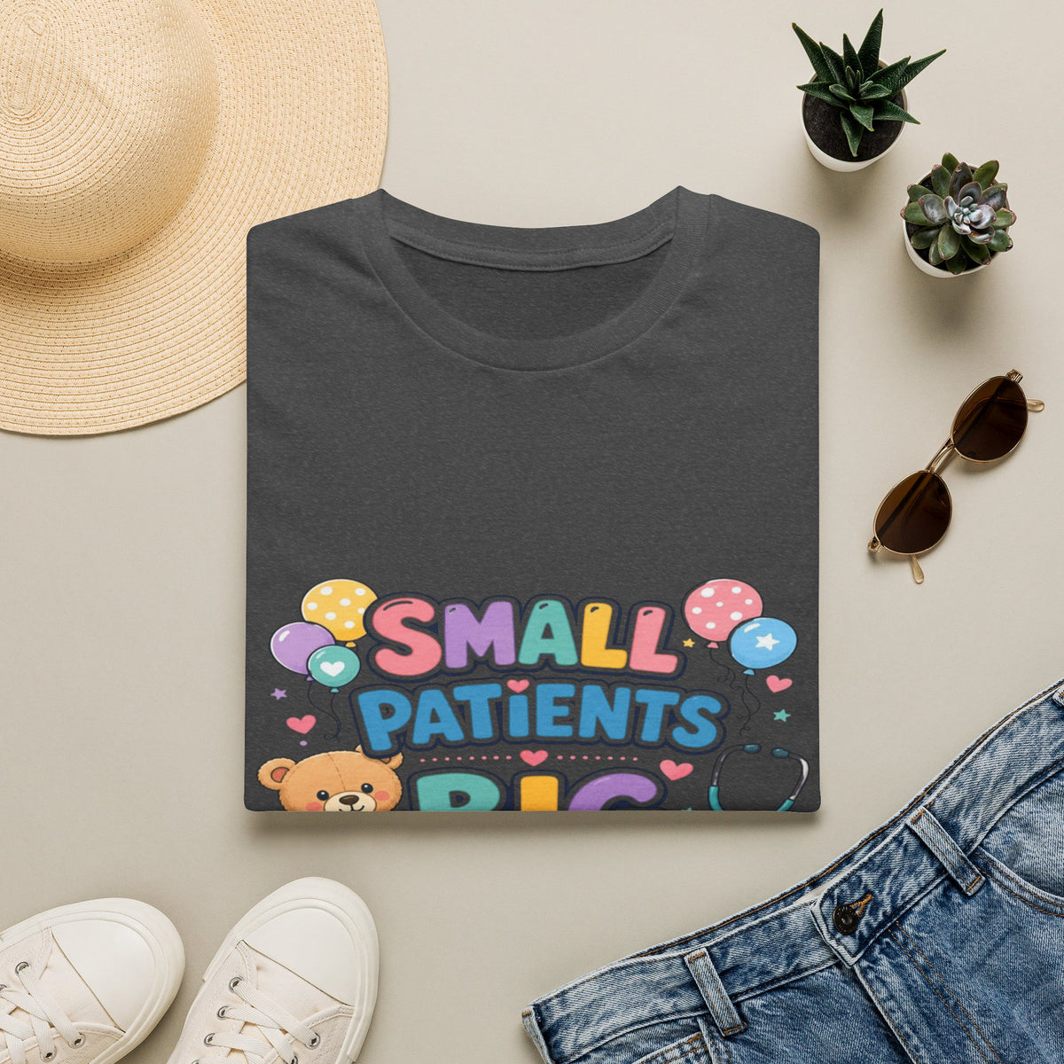 Vibrant T-Shirt Design Celebrating Pediatric Care With Balloons- Graphic Tees