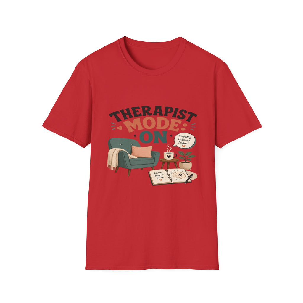 Bold Typography Depicting Therapist Mode With Stylish Illustrations- Graphic Tees