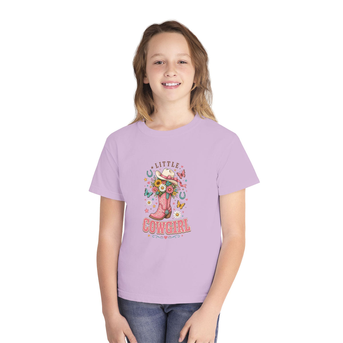 Kids' Little Cowgirl T-Shirt — Western Boot & Hat Graphic Tee