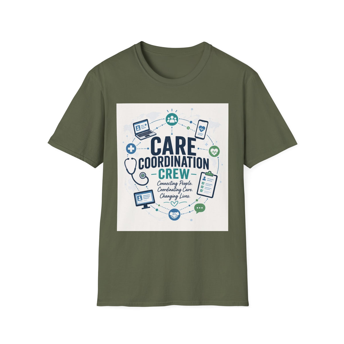 T Shirt Graphic Featuring Modern Aesthetic Care Coordination Crew