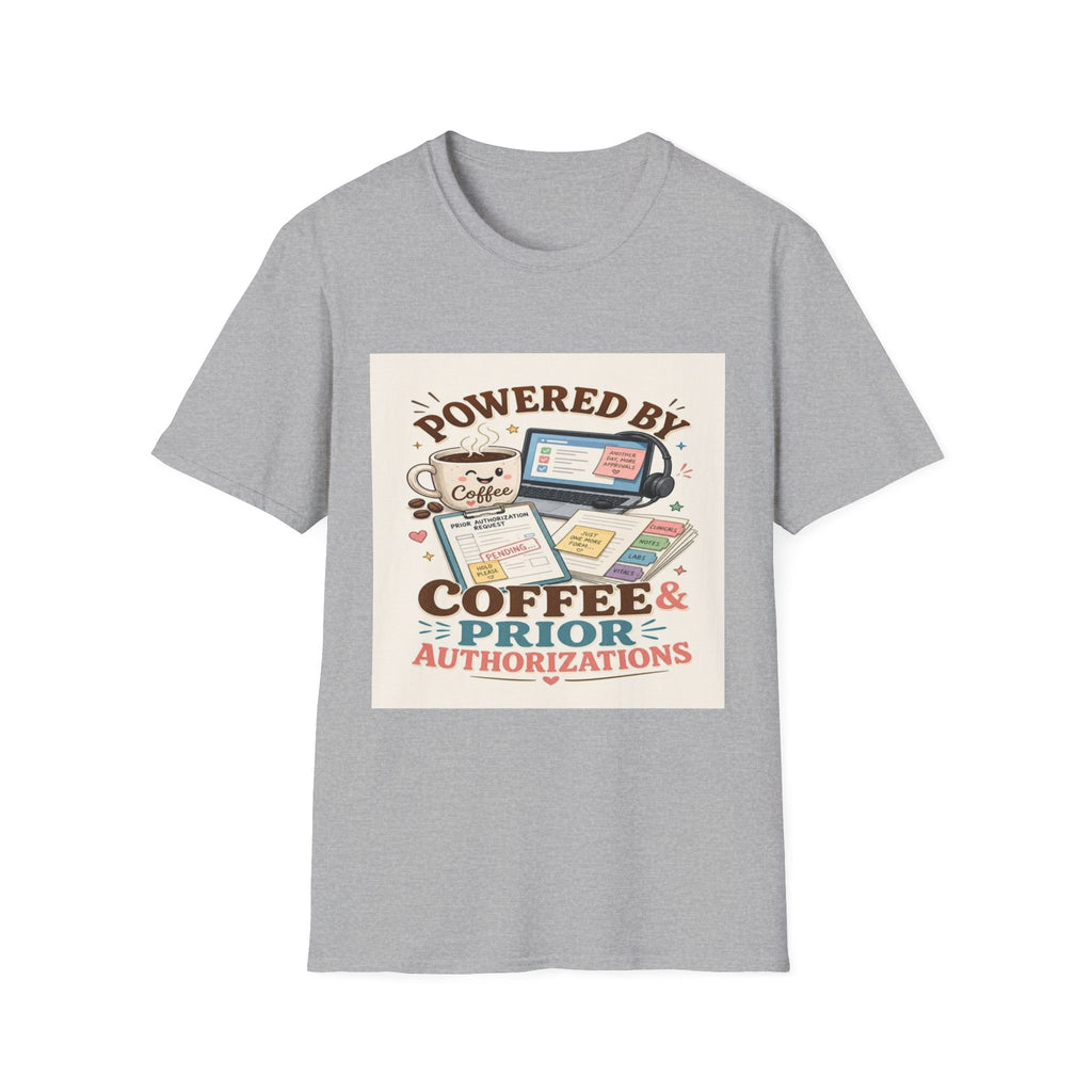 Whimsical T-shirt Design Featuring Coffee And Prior Authorizations (1)- Graphic Tees