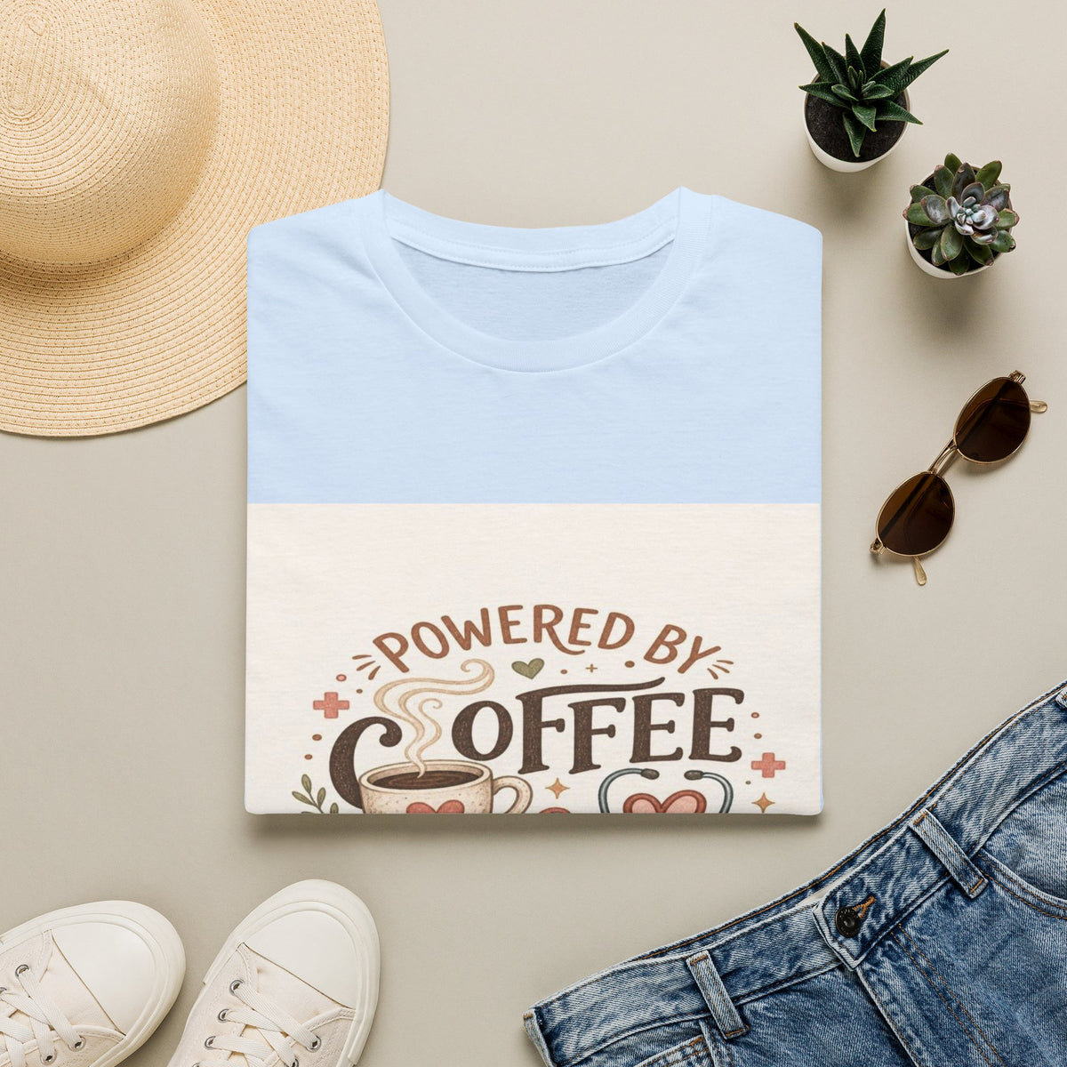 Cozy T-shirt Design Featuring Hand-Lettered Coffee and Compassion- Graphic Tees