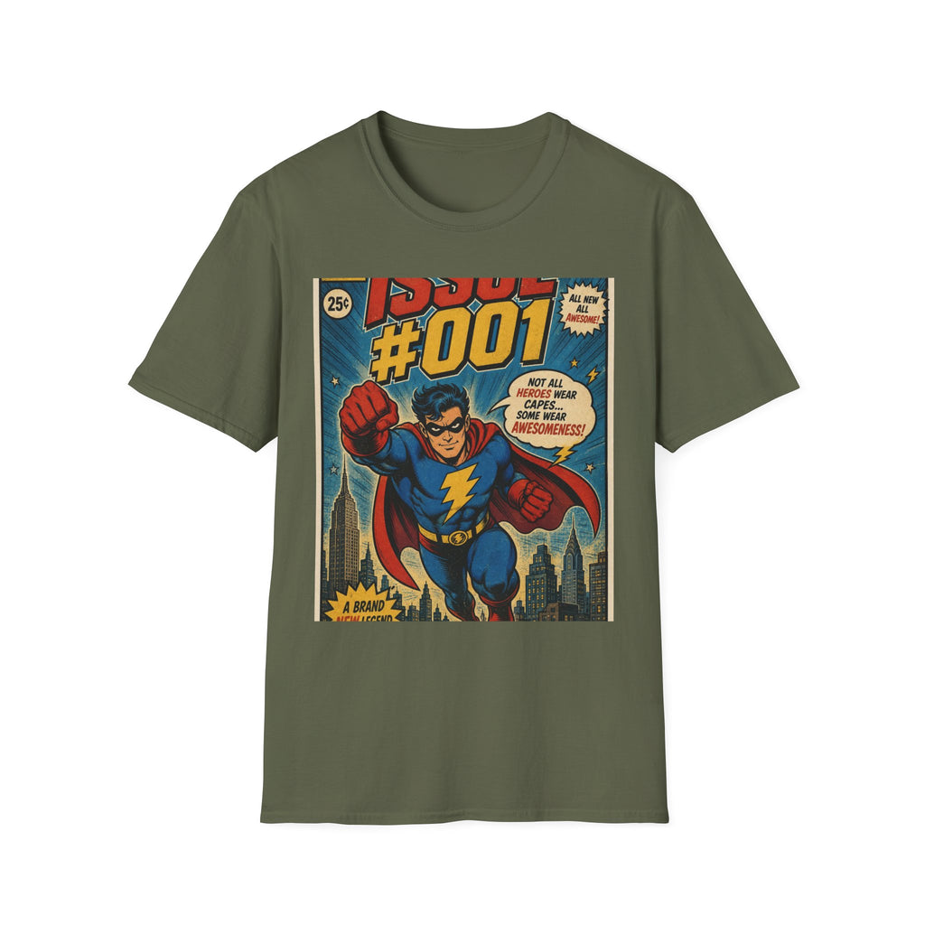 Vintage Comic Book T Shirt Design Featuring Original Superhero