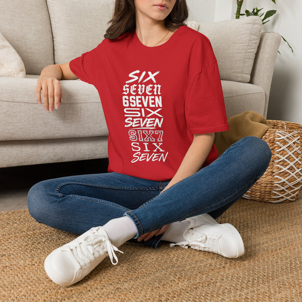 Six Seven Graphic T-Shirt — Stacked Typography Retro Streetwear