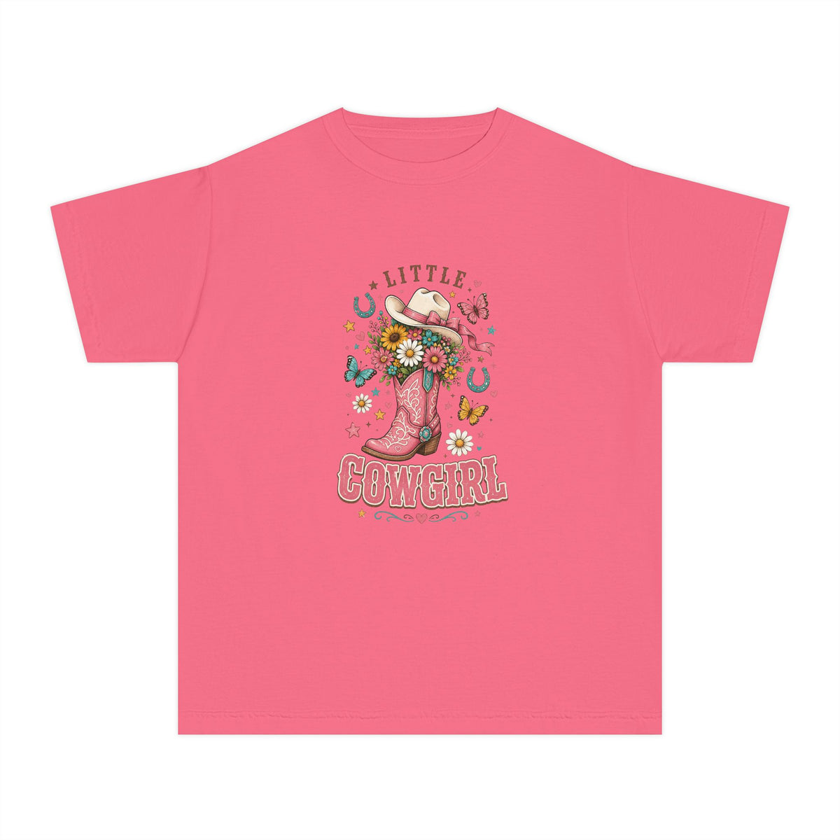 Kids' Little Cowgirl T-Shirt — Western Boot & Hat Graphic Tee