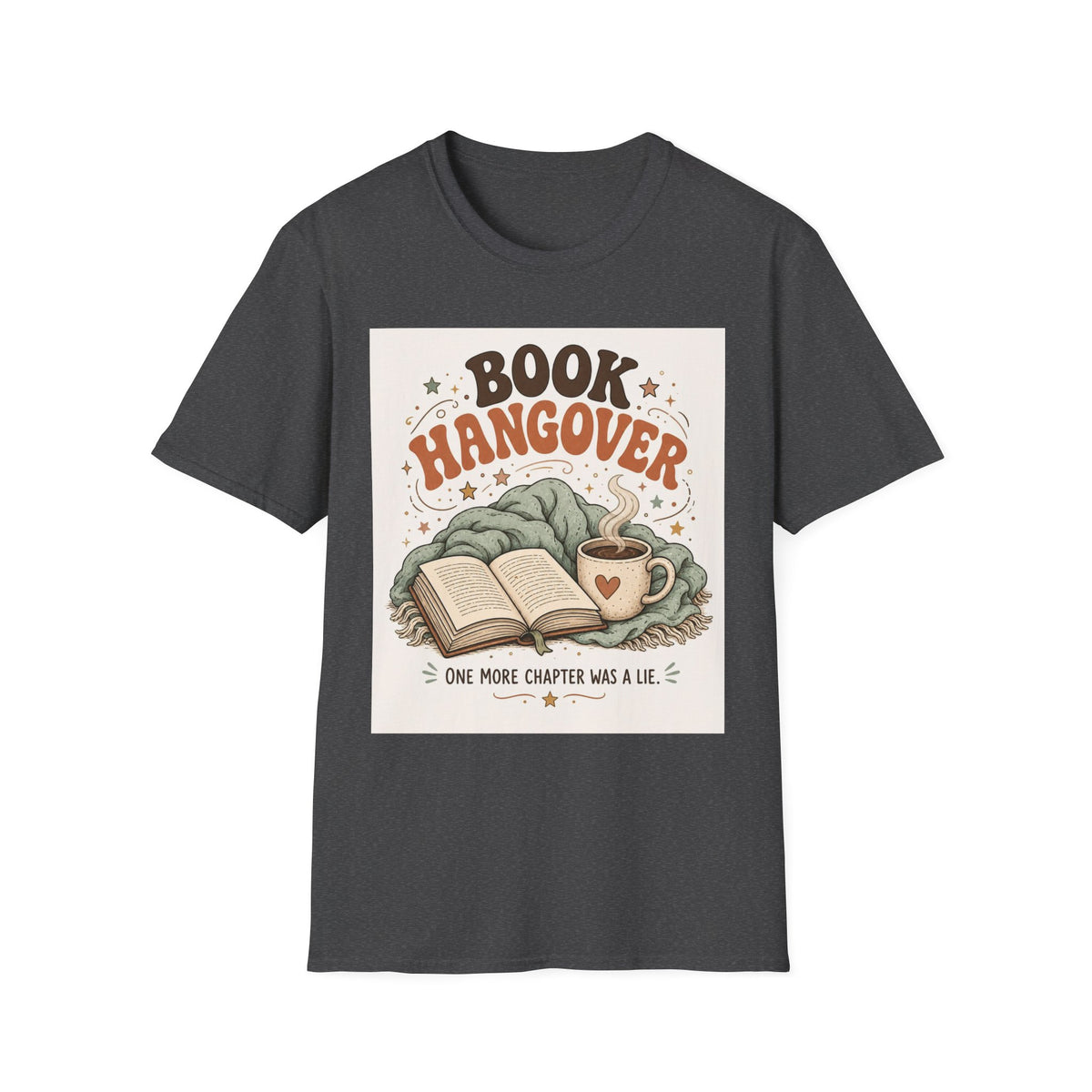 Cozy T Shirt Design Featuring Book And Coffee Cup