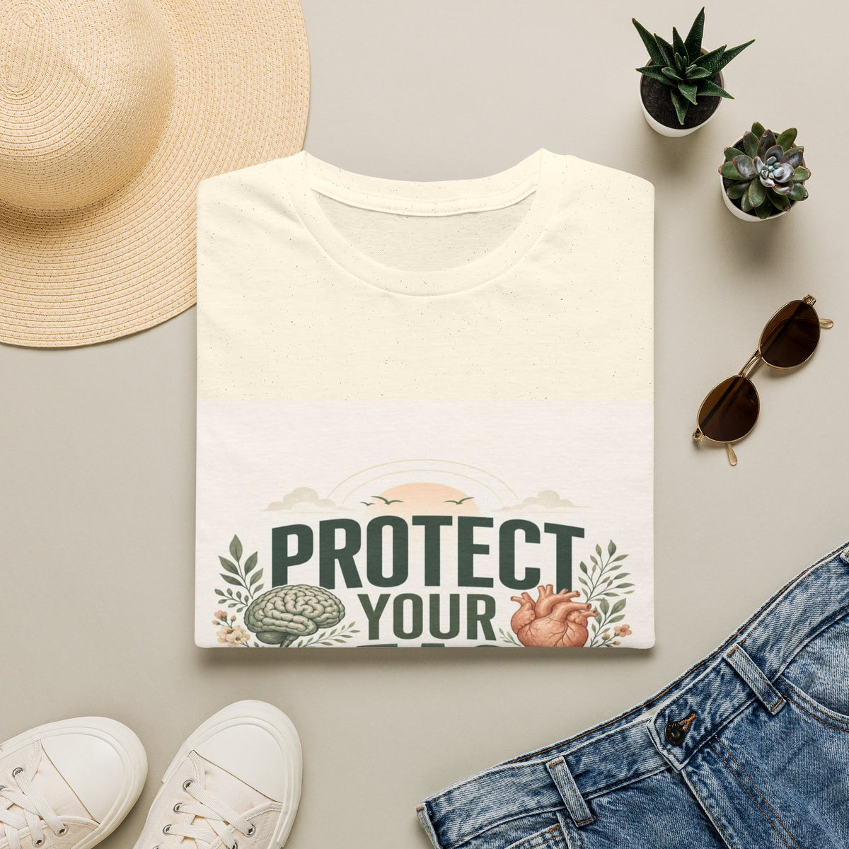Large Typography Graphic Promoting Peace With Botanical Elements- Graphic Tees