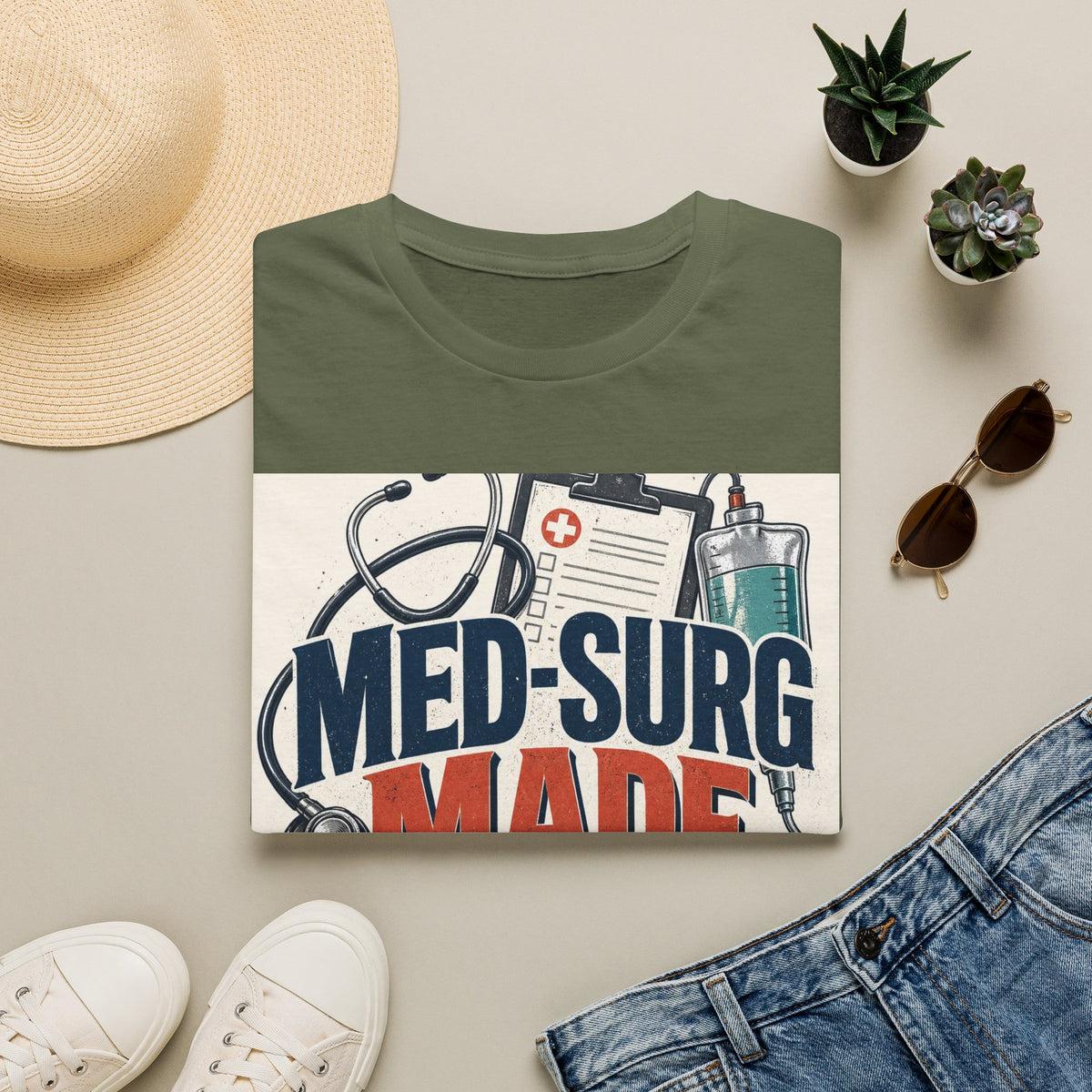 Bold Typography Design Celebrating Med Surg Strength With Healthcare Icons