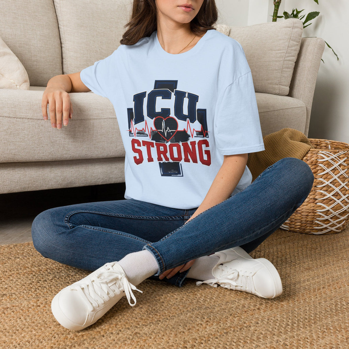 Athletic T Shirt Design With Bold ICU STRONG Typography