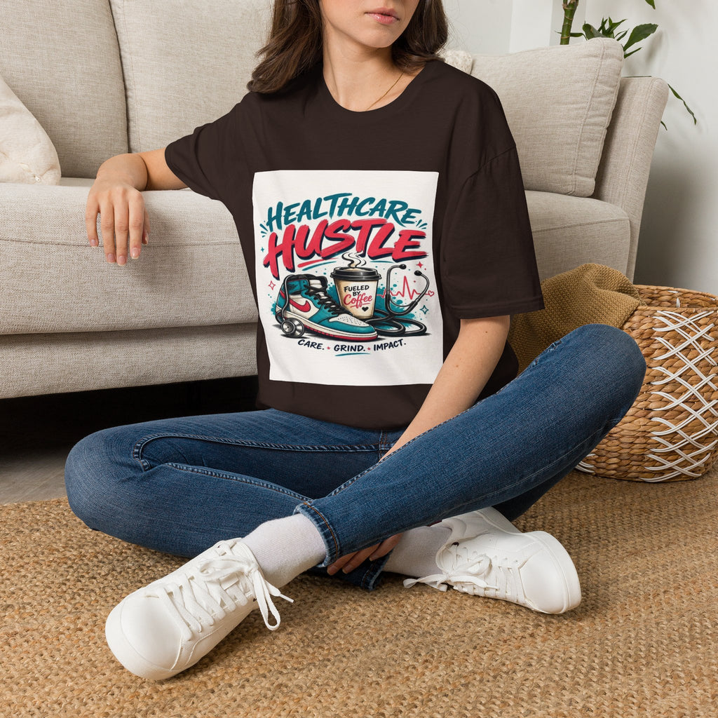 Dynamic T-Shirt Design Featuring Healthcare Hustle Text- Graphic Tees
