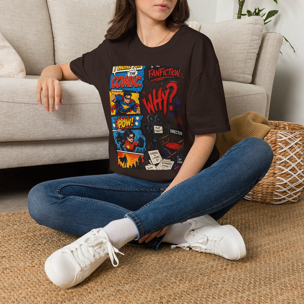 Split T Shirt Design Featuring Comic Panels And Fanfiction Elements