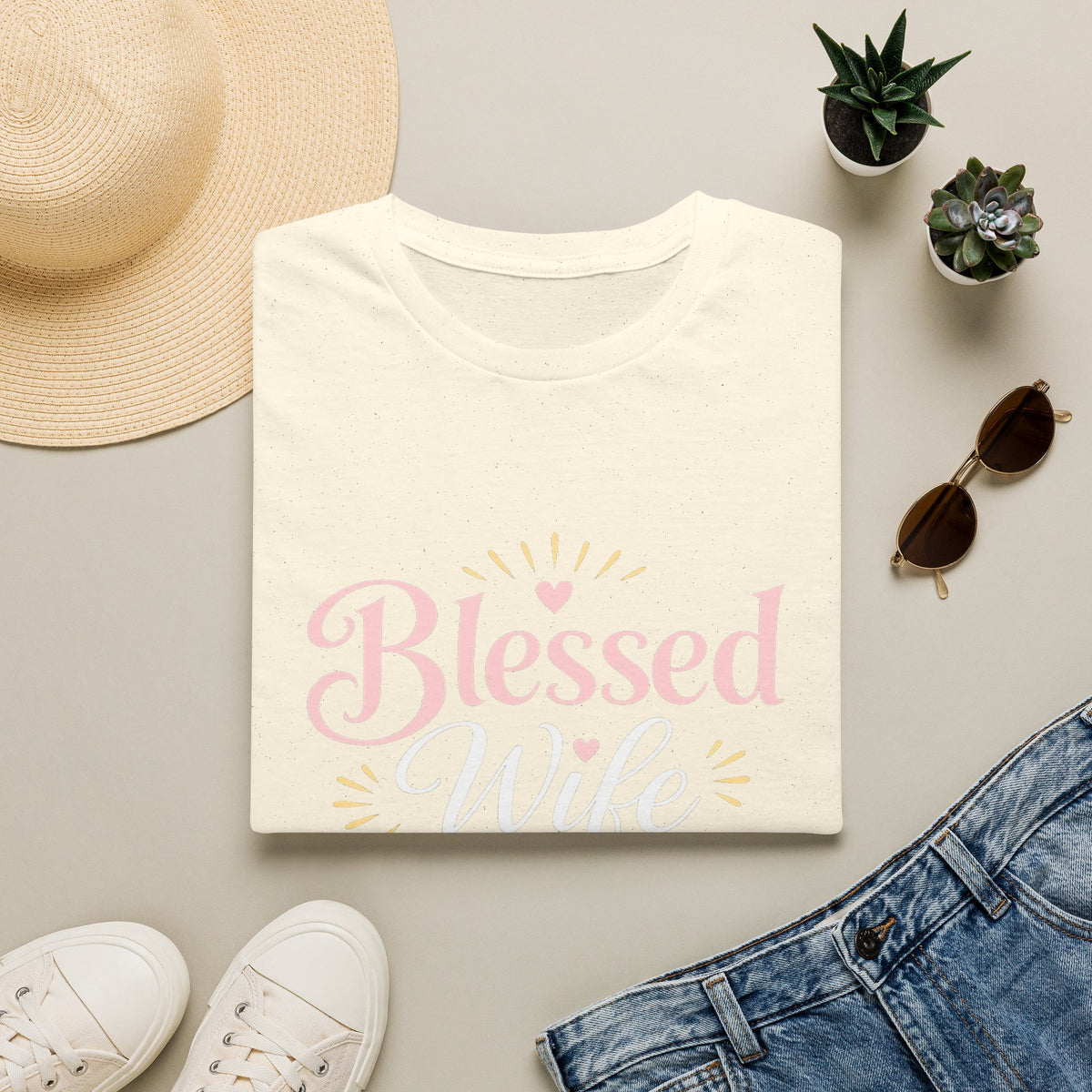Blessed Wife Club T-Shirt — Pastel Pink 'Blessed' Graphic Tee