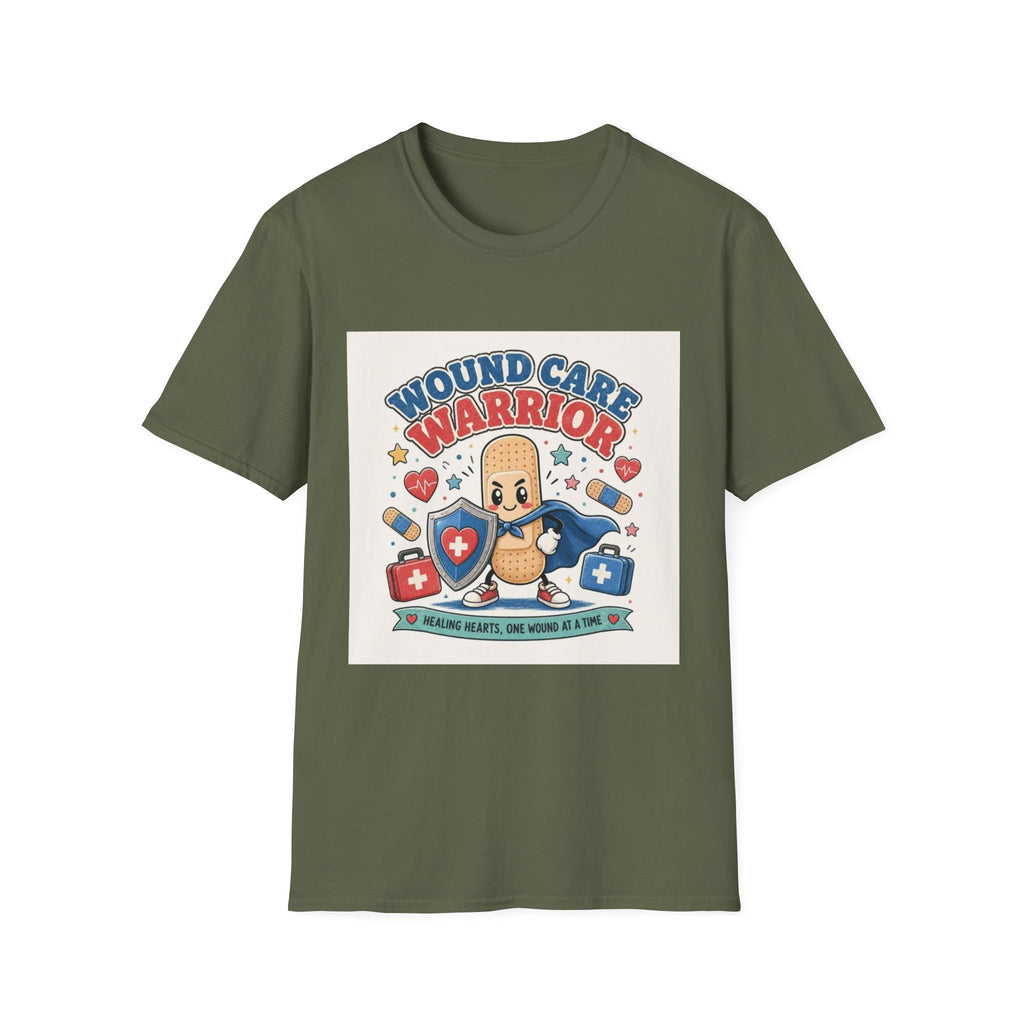 Wound Care Warrior T-Shirt Design Featuring Playful Bandage Character- Graphic Tees