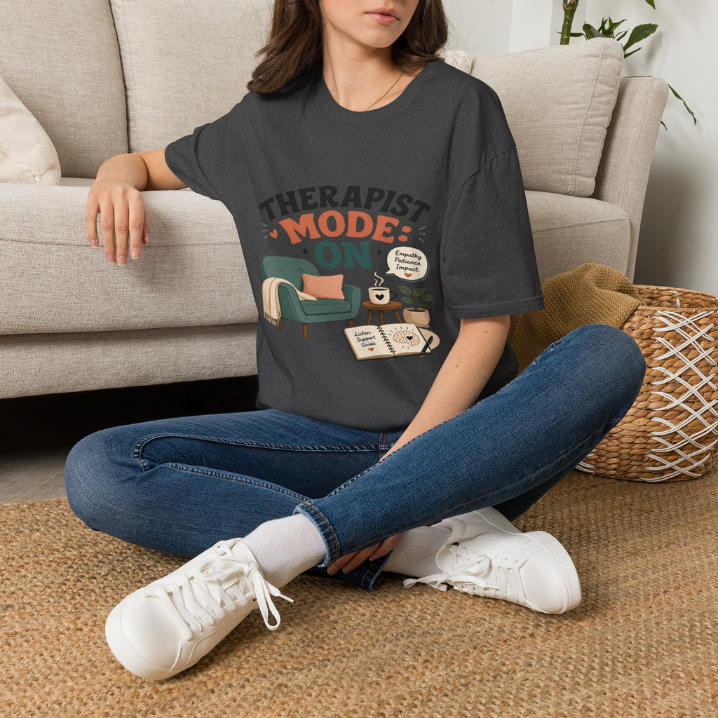 Bold Typography Depicting Therapist Mode With Stylish Illustrations- Graphic Tees