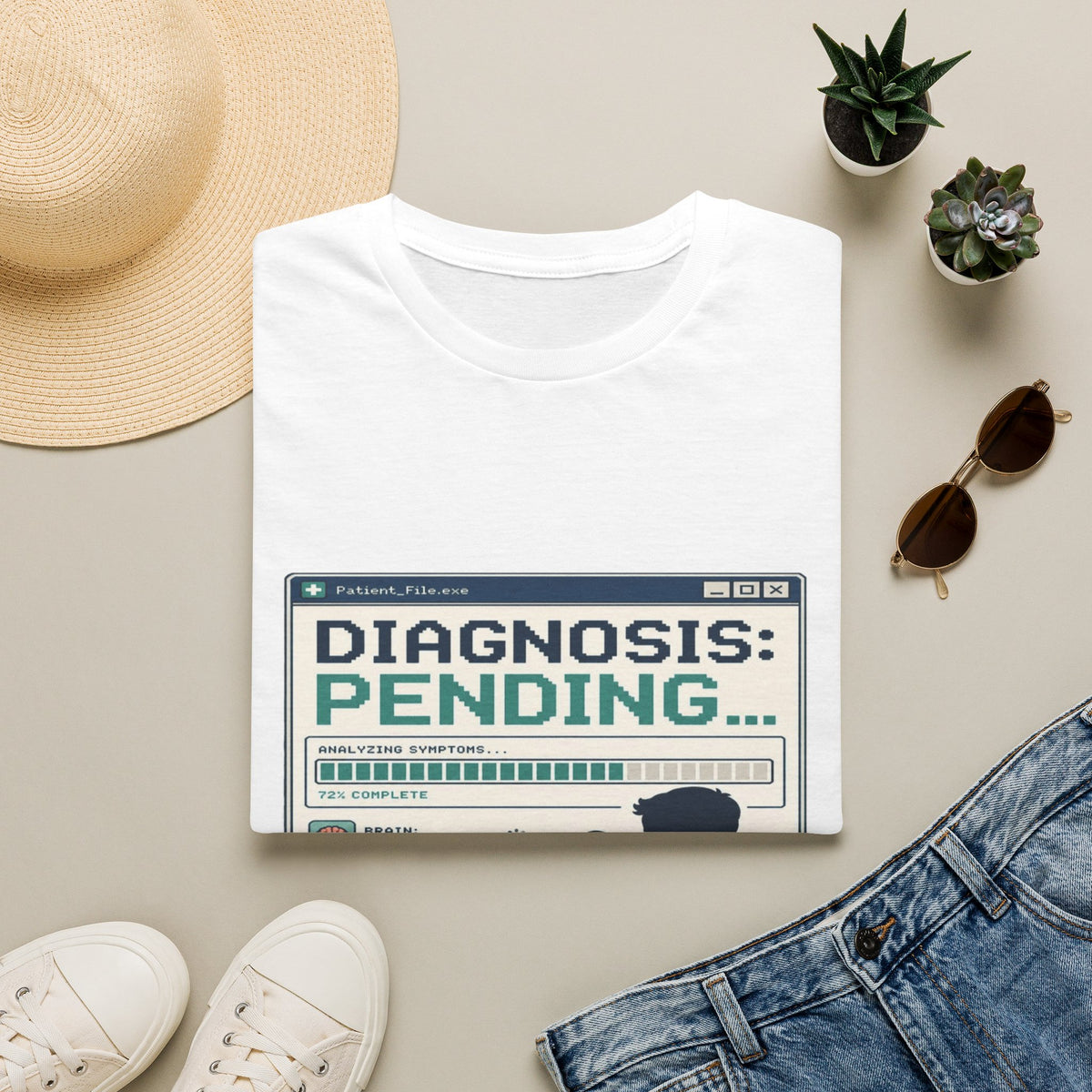 Humorous T-Shirt Design Featuring Doctor's Chart Diagnosis Pending- Graphic Tees