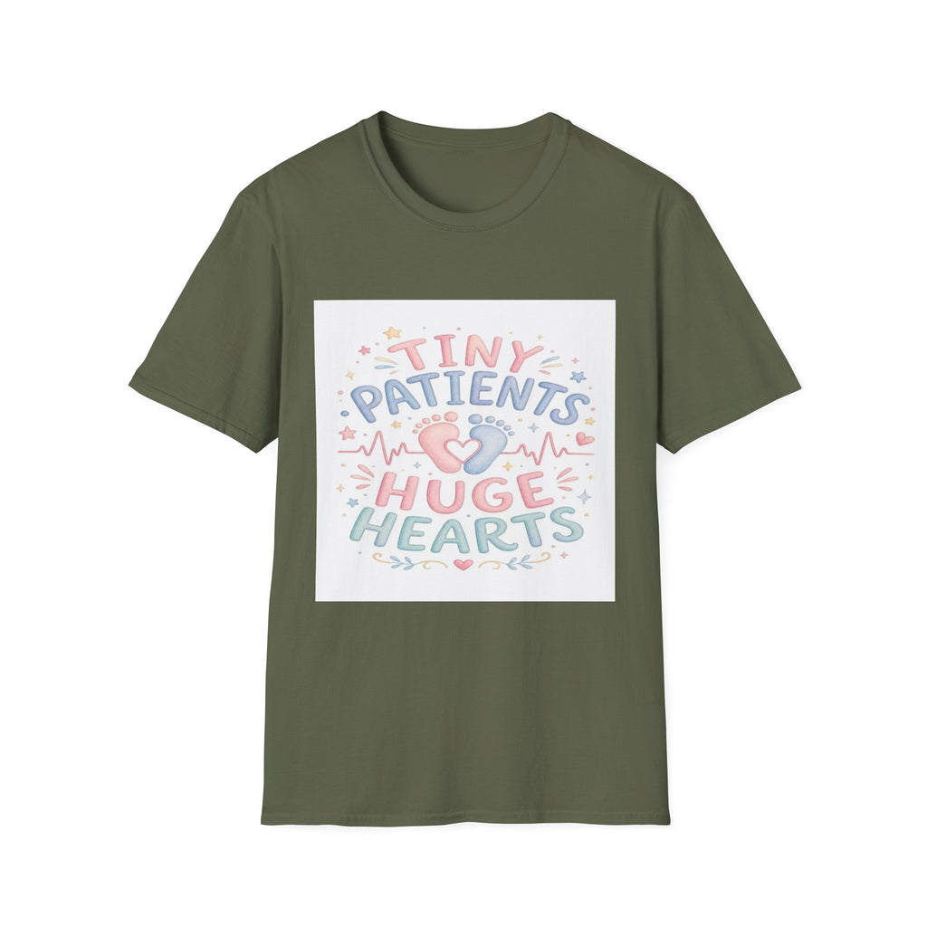Whimsical T-Shirt Design Featuring Tiny Patients Huge Hearts- Graphic Tees