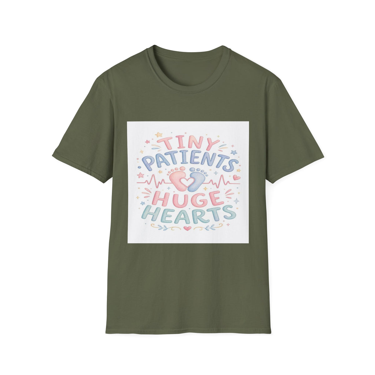 Whimsical T-Shirt Design Featuring Tiny Patients Huge Hearts- Graphic Tees