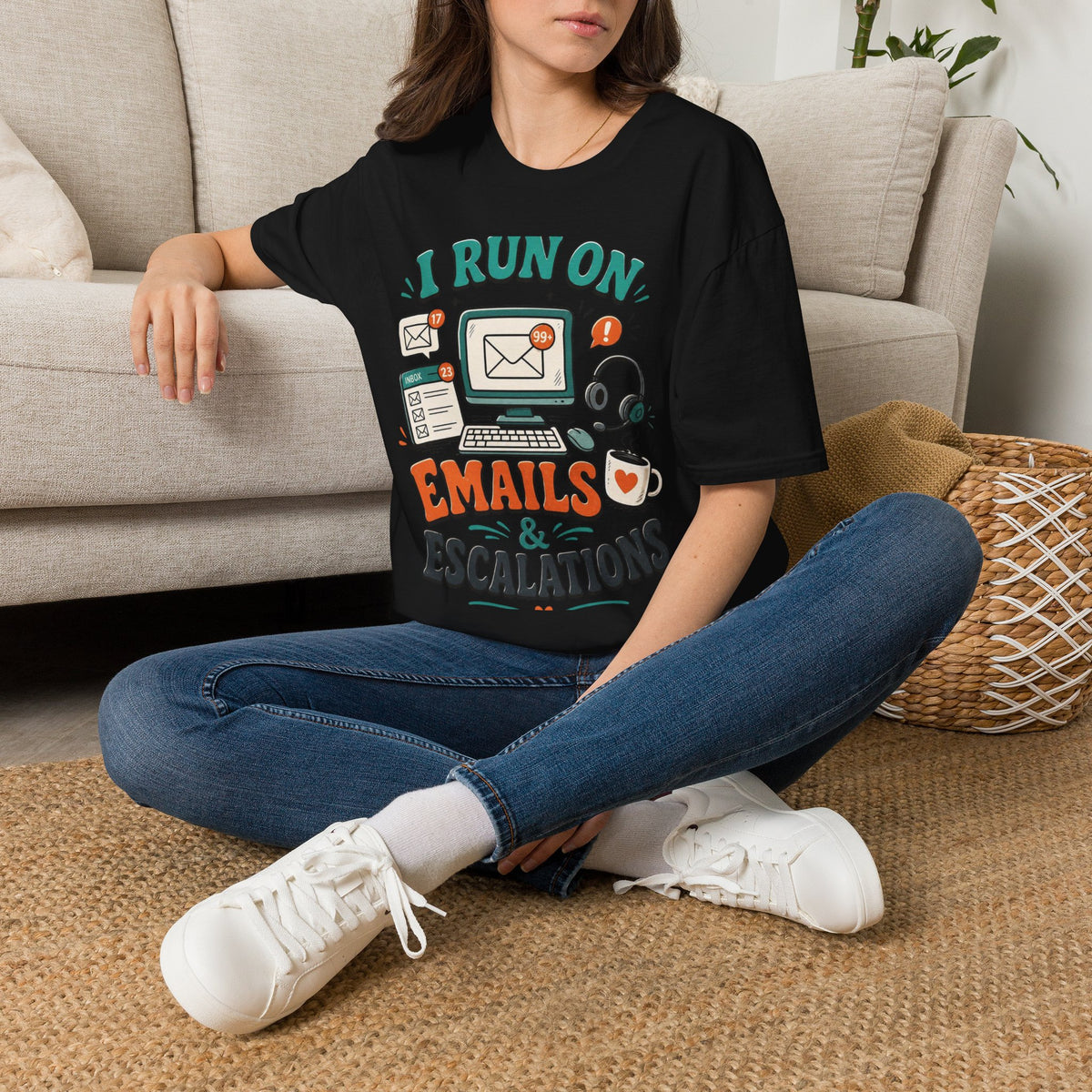Bold T Shirt Design With Playful Email And Coffee Illustrations