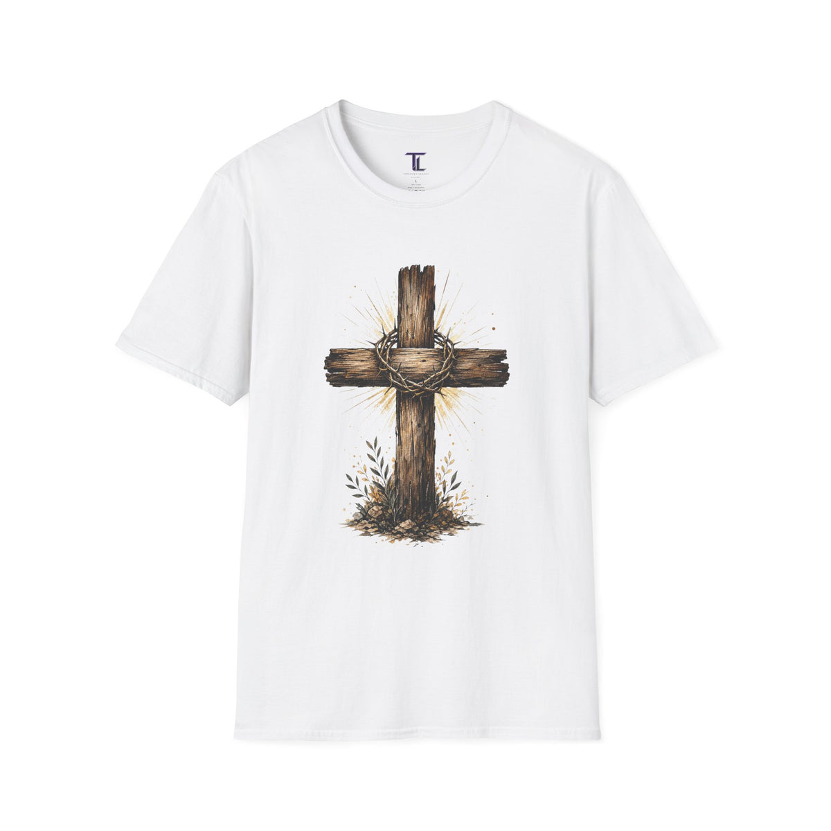 Christian Cross T-Shirt — Rustic Crown of Thorns Design