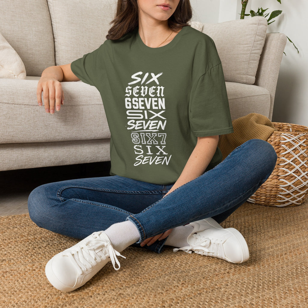 Six Seven Graphic T-Shirt — Stacked Typography Retro Streetwear