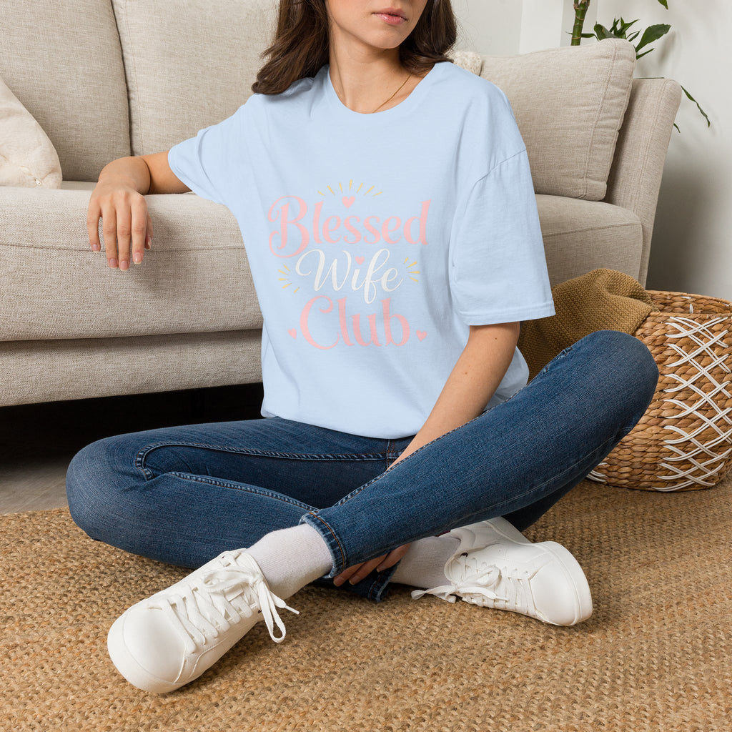 Blessed Wife Club T-Shirt — Pastel Pink 'Blessed' Graphic Tee