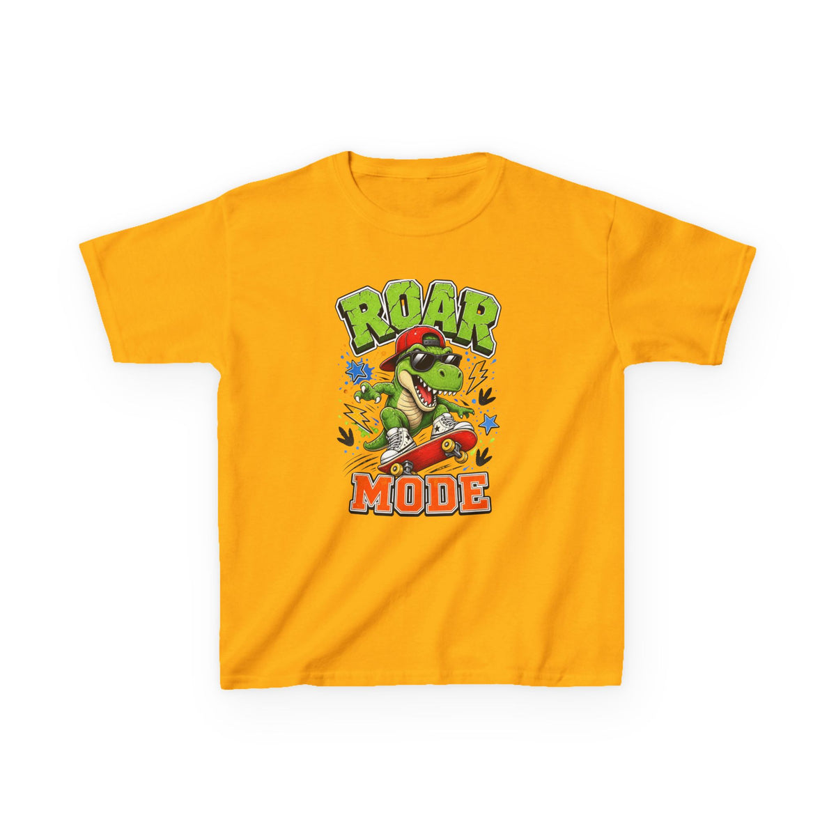 Kids Tee — "Roar Mode" Skateboarding Dino Graphic Shirt