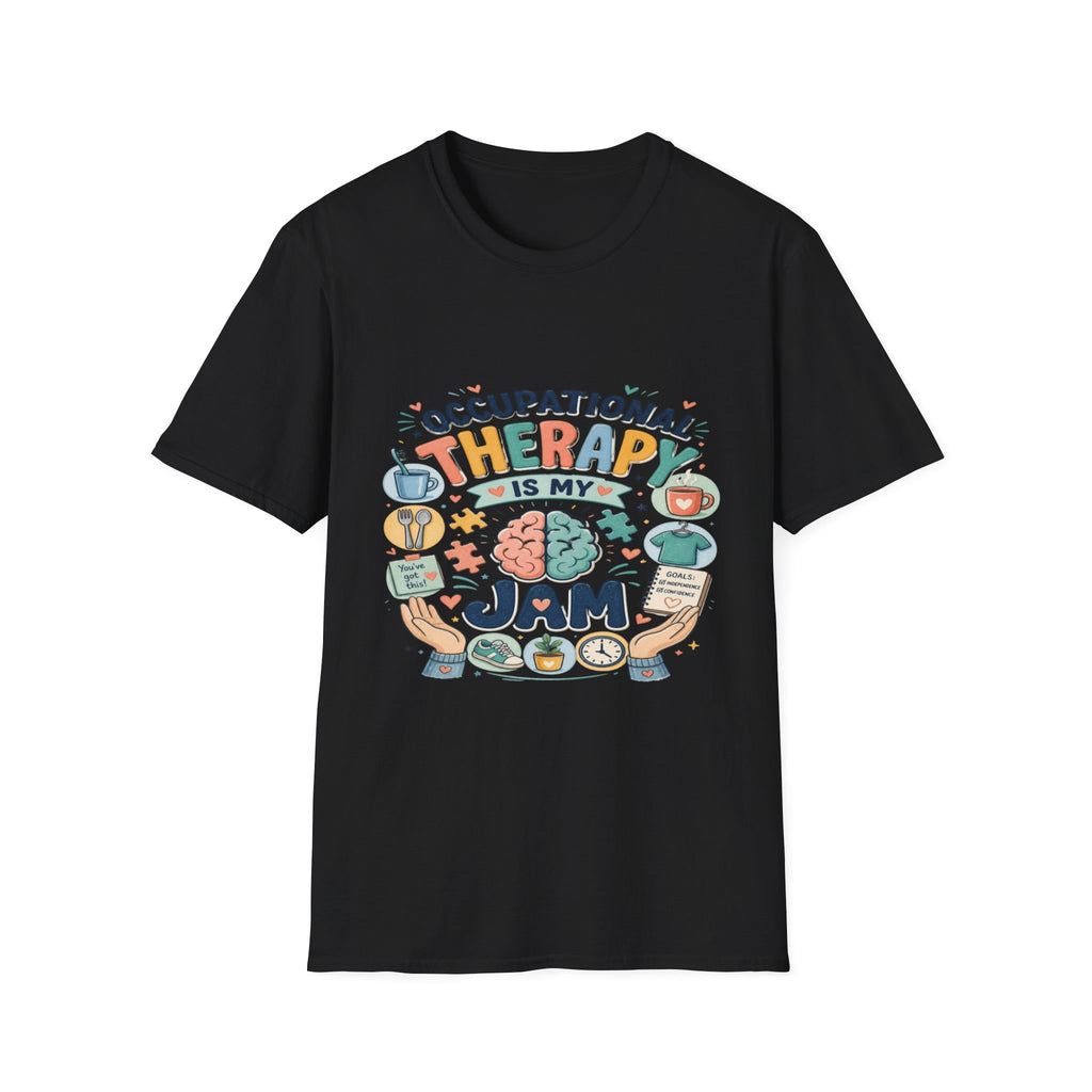 Playful T-shirt Design Celebrating Occupational Therapy Vibrantly Illustrated- Graphic Tees