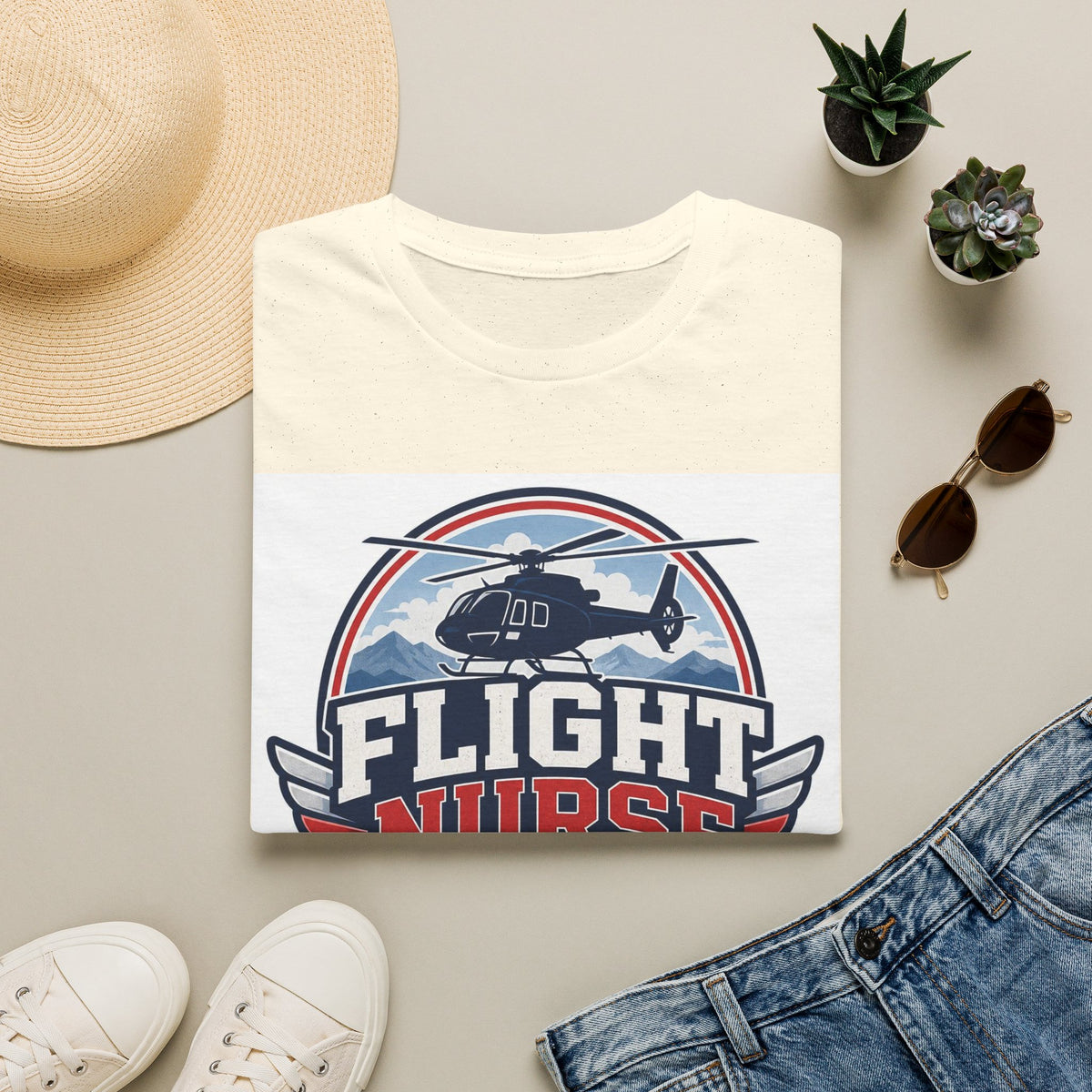 Aviation Inspired T Shirt Design Featuring Flight Nurse Graphic