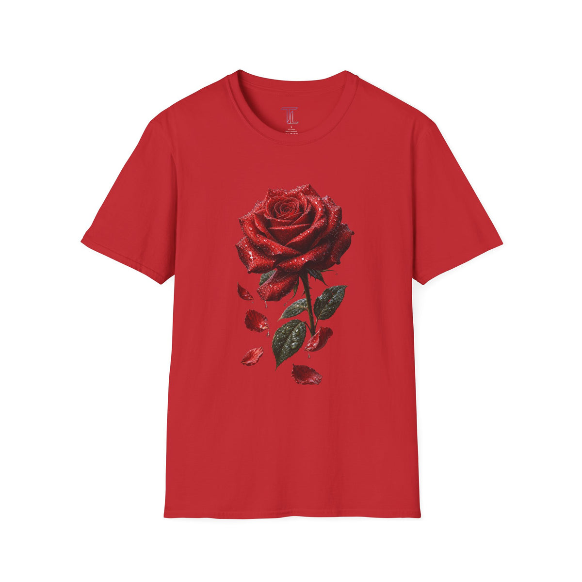 Red Rose Graphic T-Shirt — Falling Petals Floral Tee