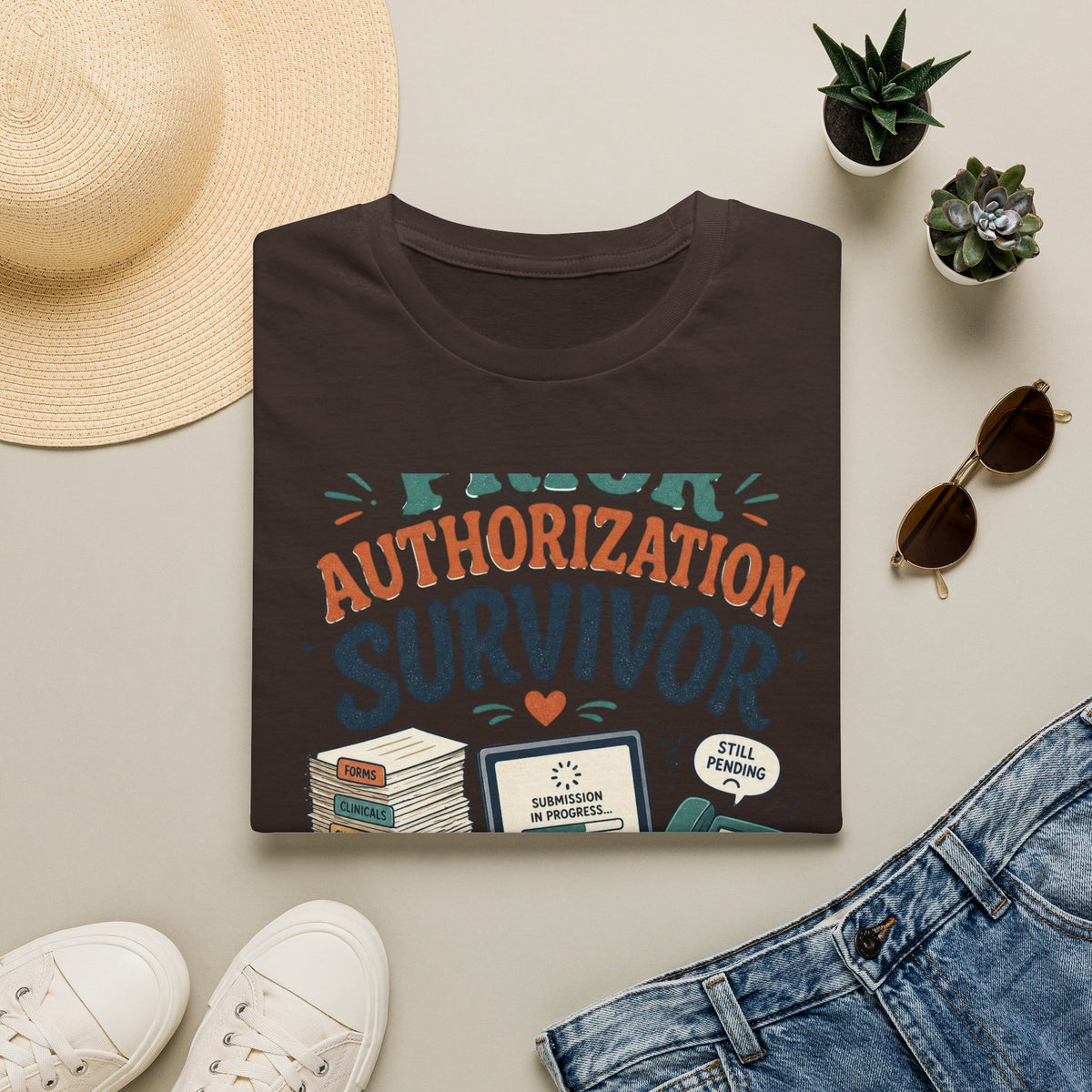 Bold T Shirt Design Showcasing PRIOR AUTHORIZATION SURVIVOR
