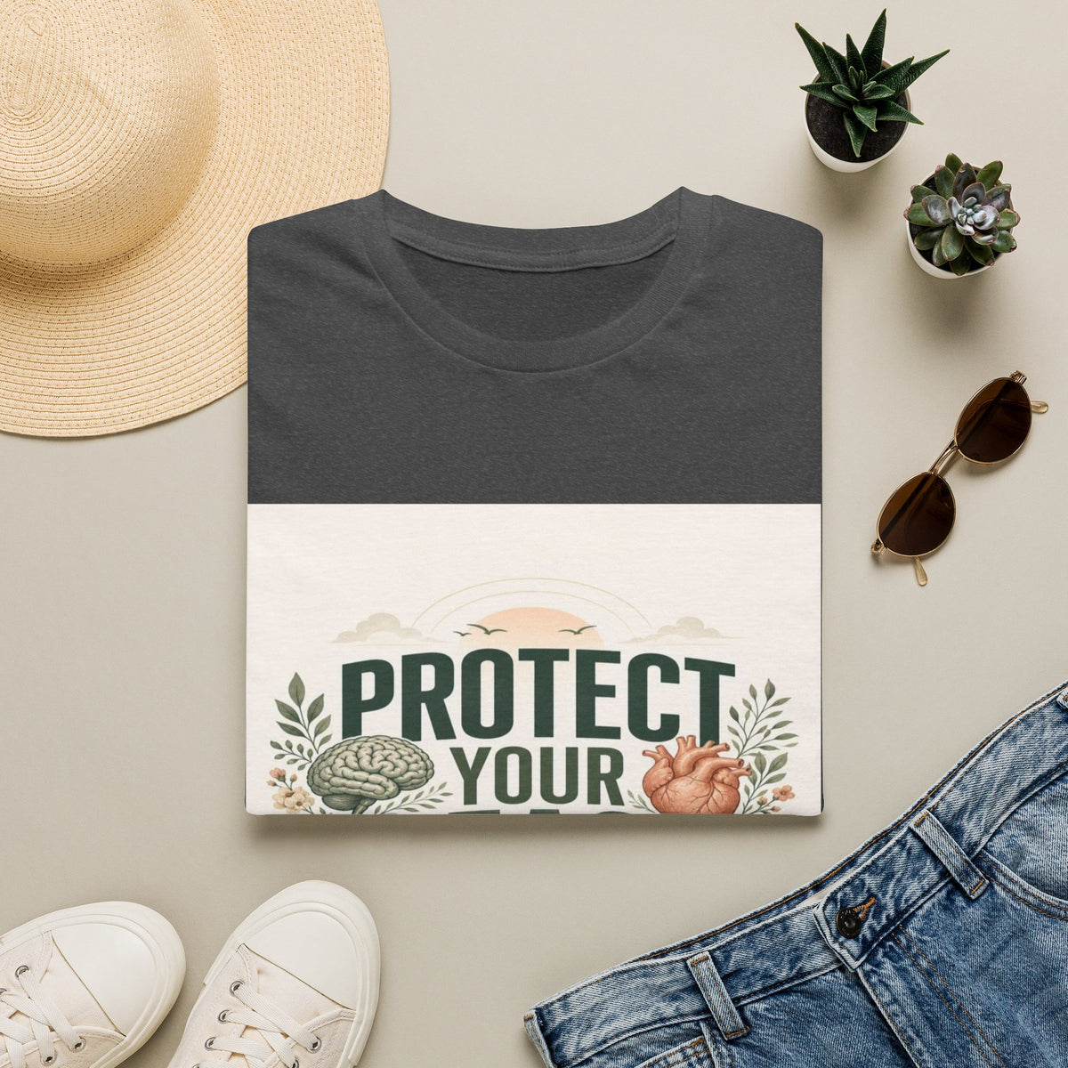Large Typography Graphic Promoting Peace With Botanical Elements- Graphic Tees