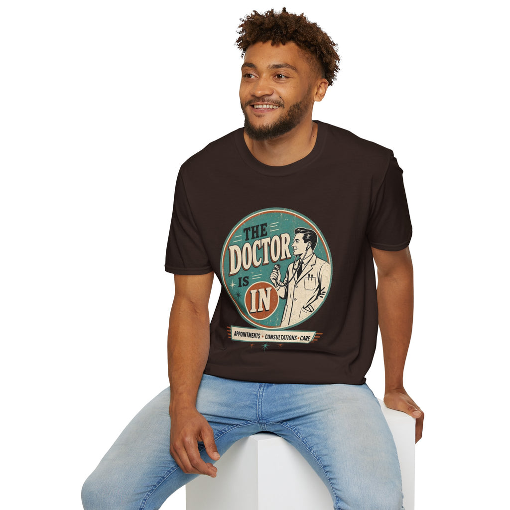 The Doctor Is In Retro Graphic T-Shirt — Vintage Medical Humor Tee