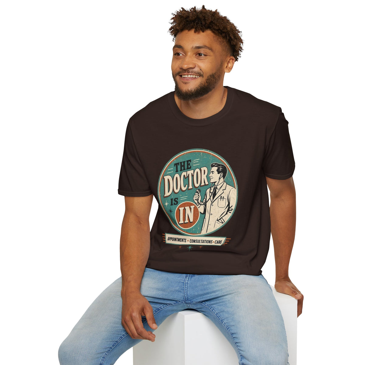 The Doctor Is In Retro Graphic T-Shirt — Vintage Medical Humor Tee