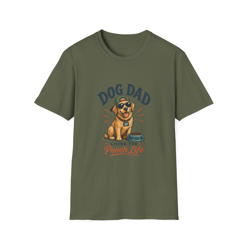 Dog Dad T-Shirt — "Living the Pooch Life" Graphic Tee for Dog Lovers