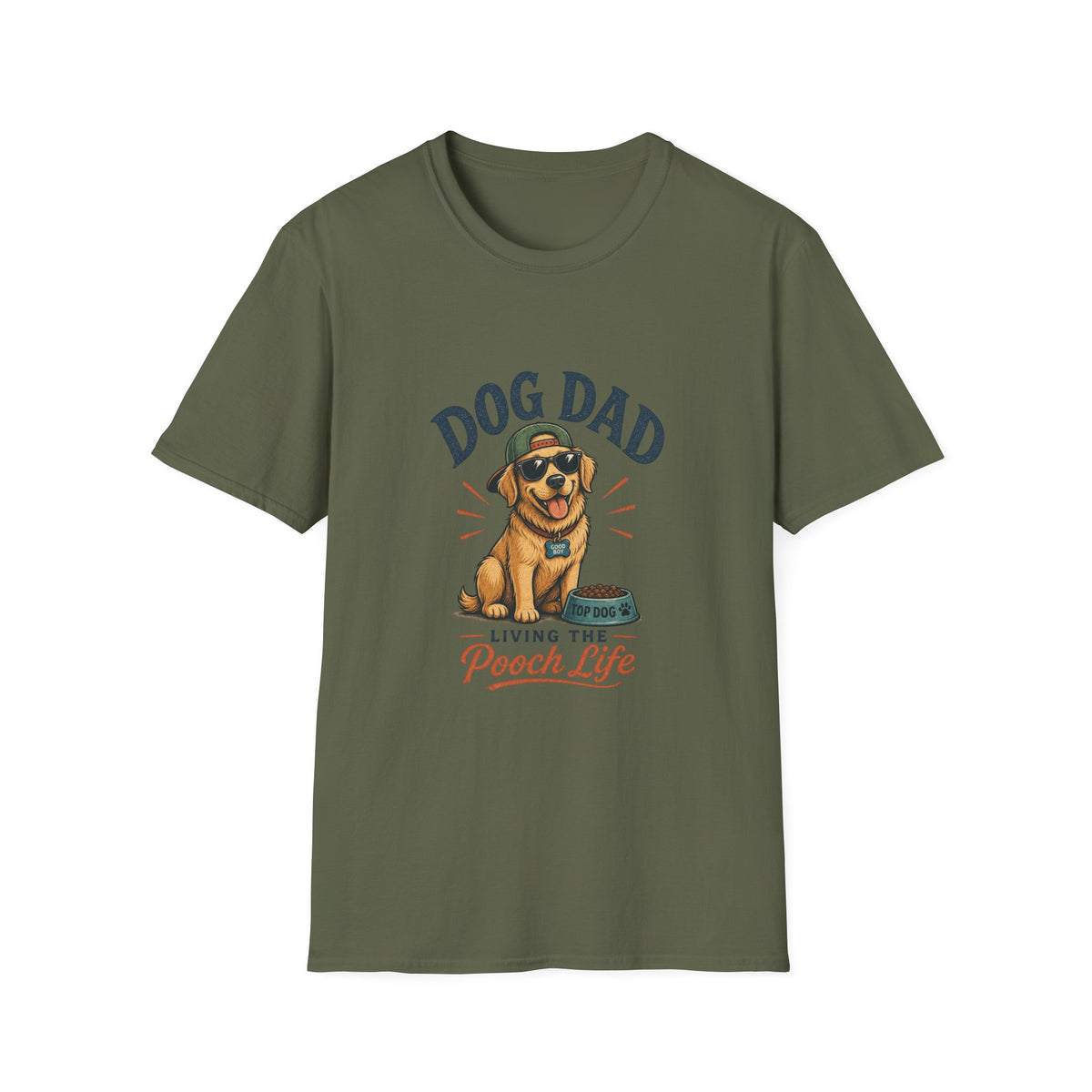 Dog Dad T-Shirt — "Living the Pooch Life" Graphic Tee for Dog Lovers