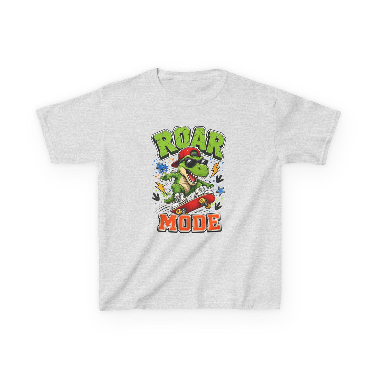 Kids Tee — "Roar Mode" Skateboarding Dino Graphic Shirt
