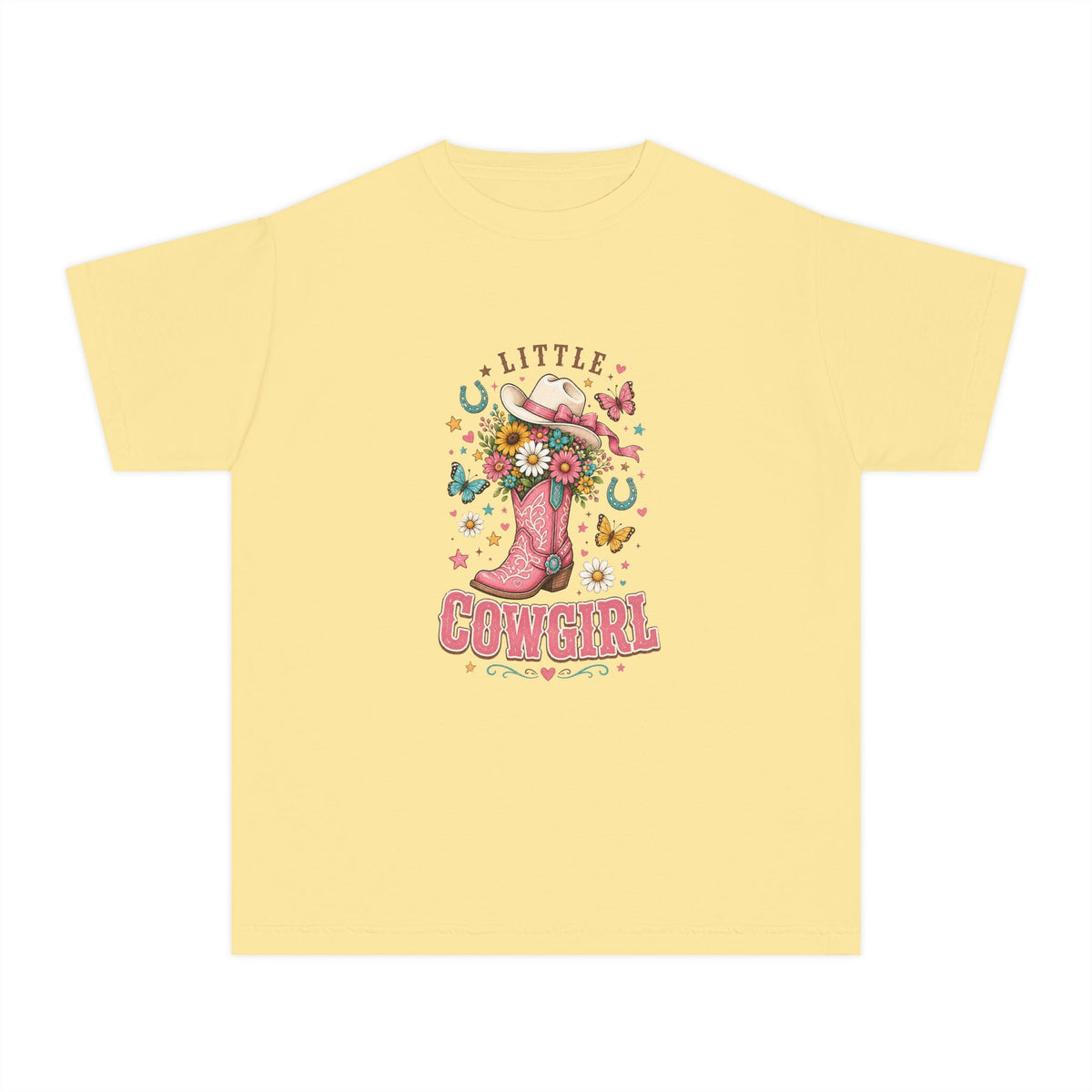 Kids' Little Cowgirl T-Shirt — Western Boot & Hat Graphic Tee