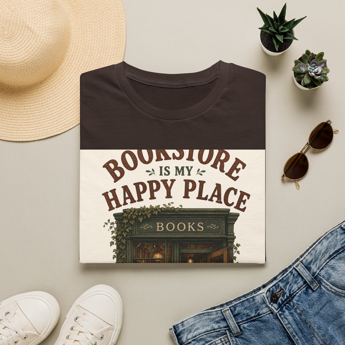 Vintage Bookstore Front With Open Door And Warm Aesthetic