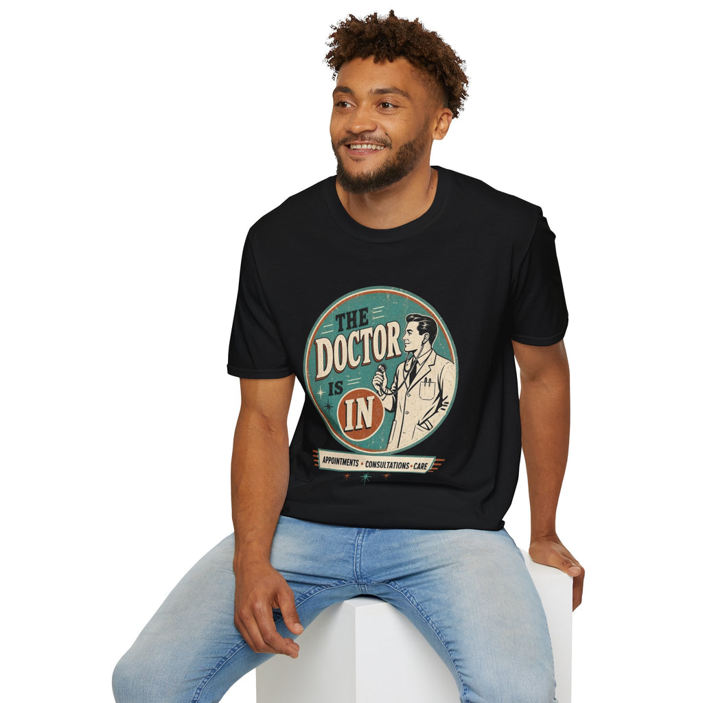 The Doctor Is In Retro Graphic T-Shirt — Vintage Medical Humor Tee