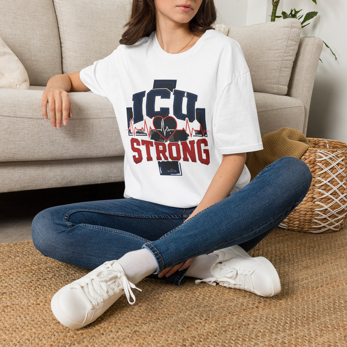 Athletic T Shirt Design With Bold ICU STRONG Typography