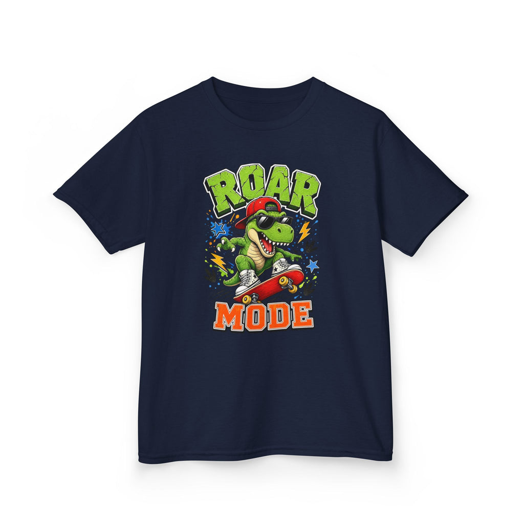 Kids Tee — "Roar Mode" Skateboarding Dino Graphic Shirt