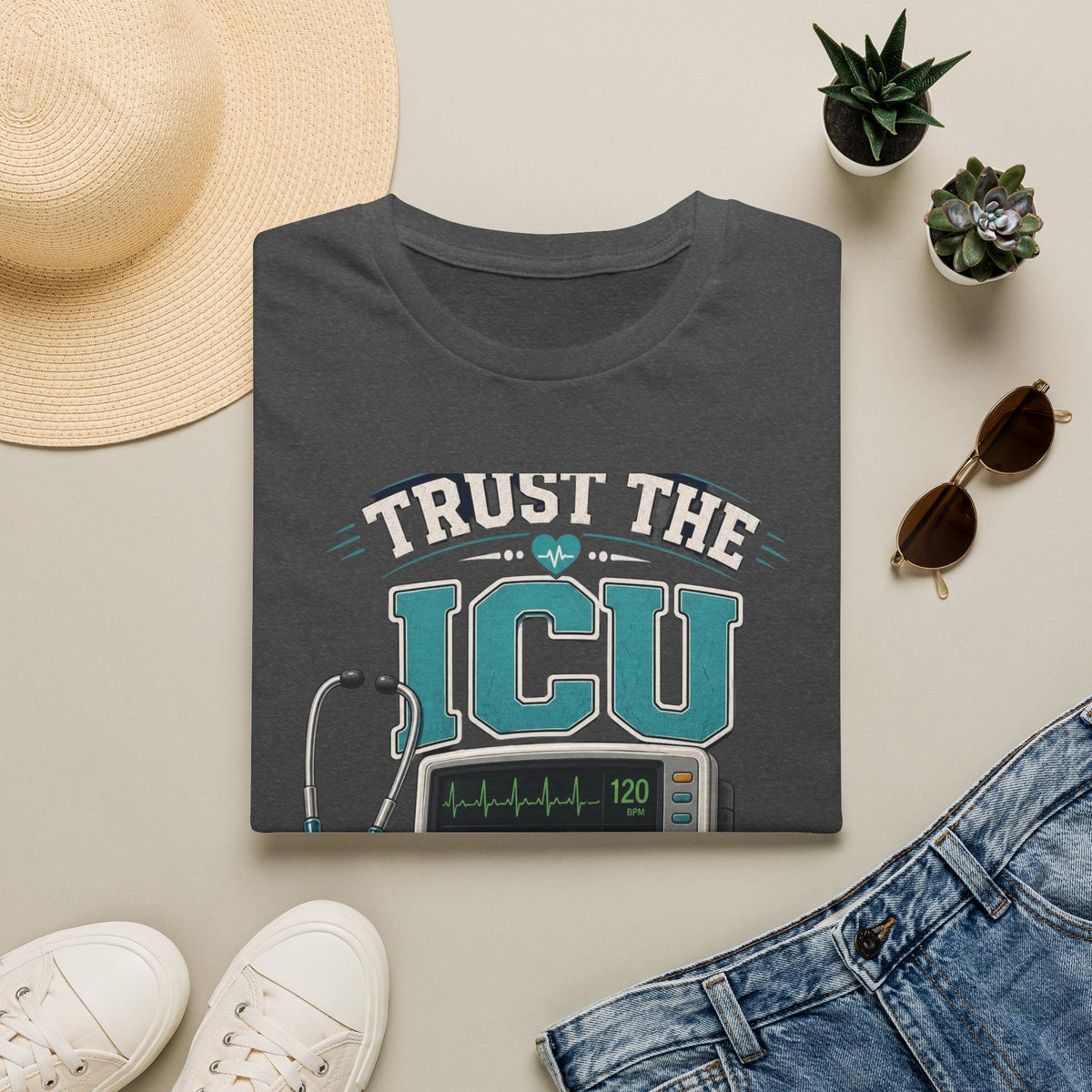 Bold T Shirt Design Featuring Trust The ICU Nurse Phrase