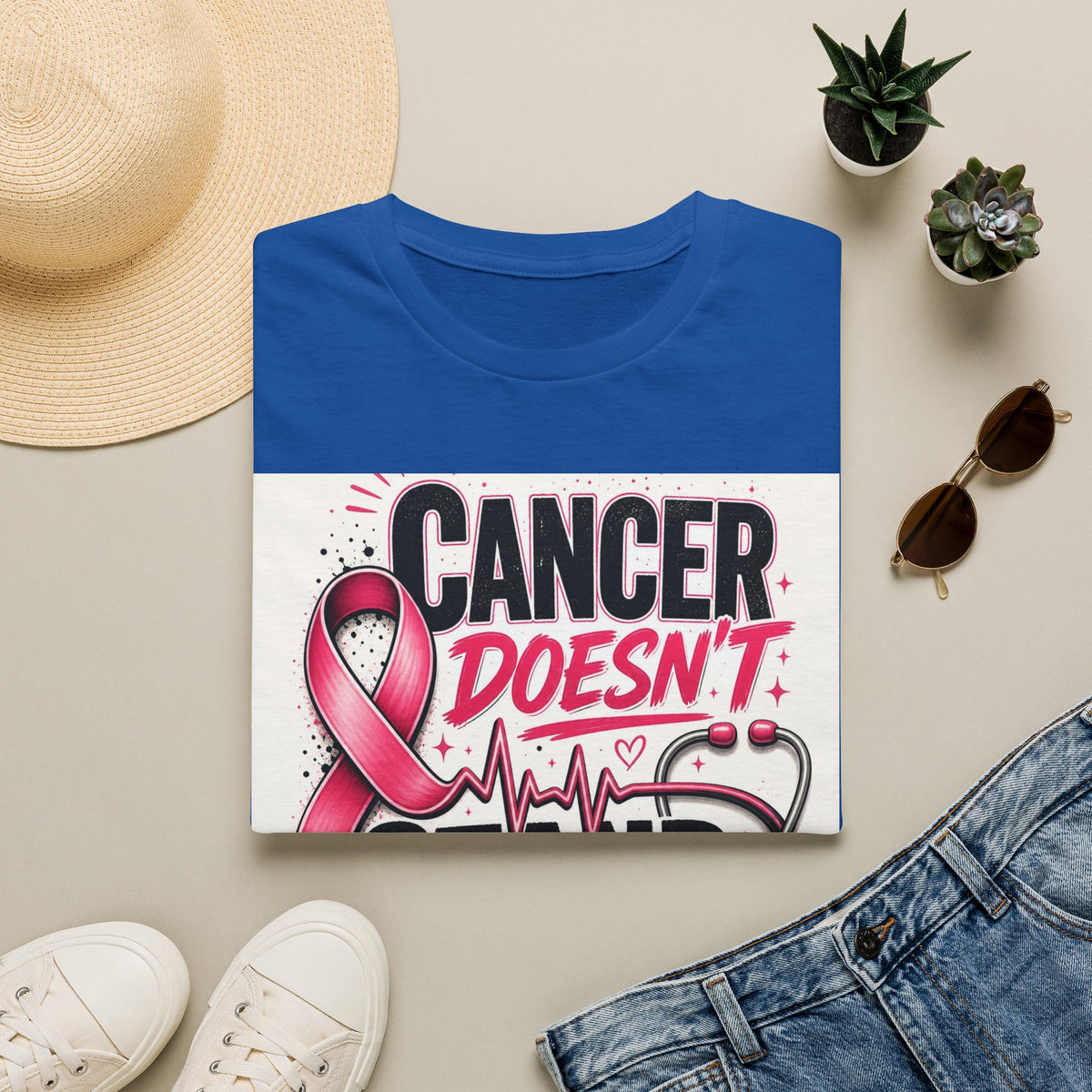 Bold Oncology Nurse Design Featuring Empowering Phrase With Awareness Ribbon