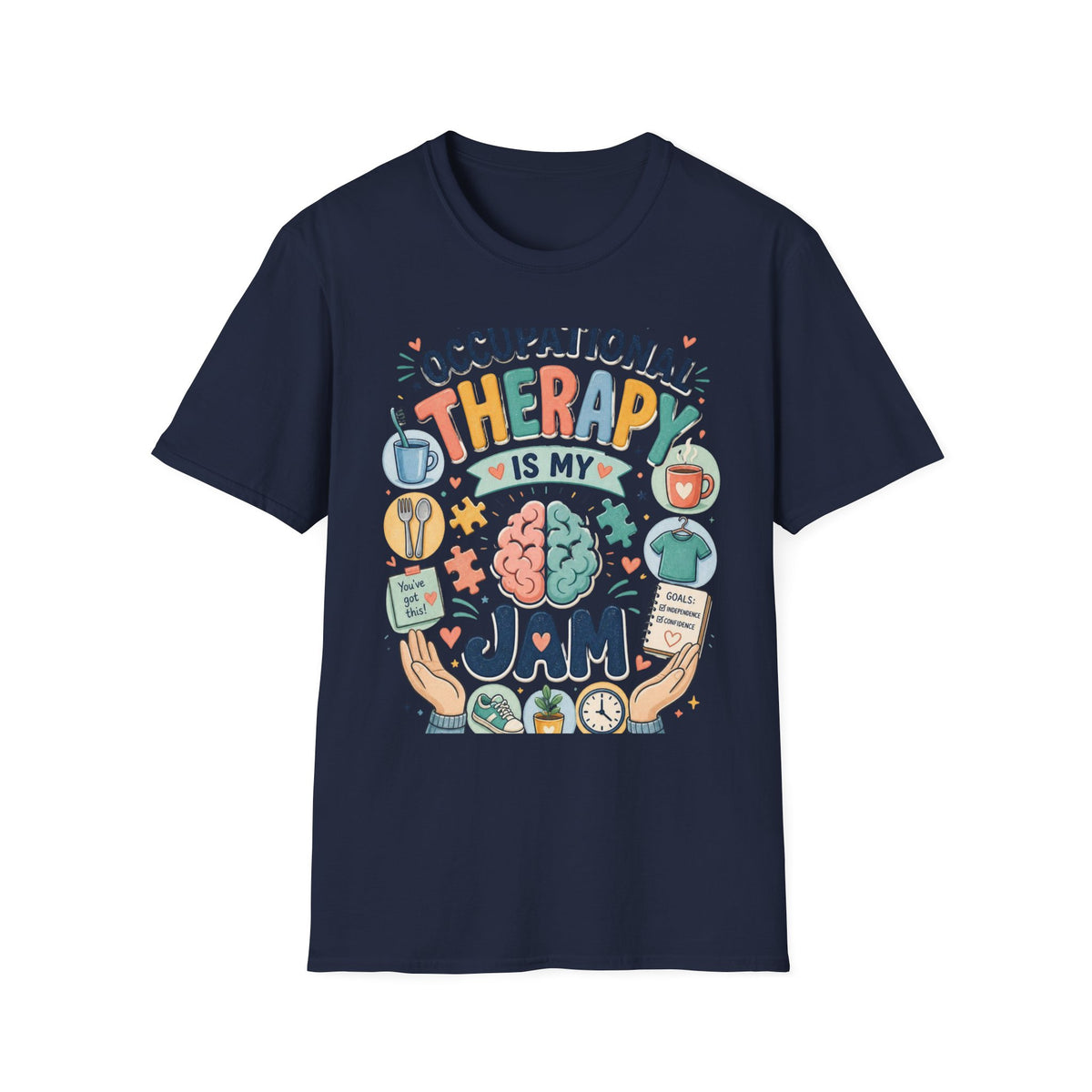 Playful T Shirt Design Celebrating Occupational Therapy Vibrantly Illustrated